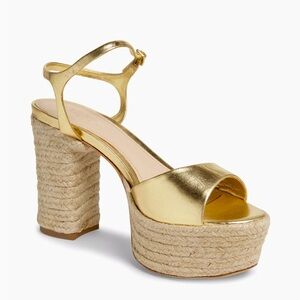 NWT Saks Metallic Leather Platform Sandals
